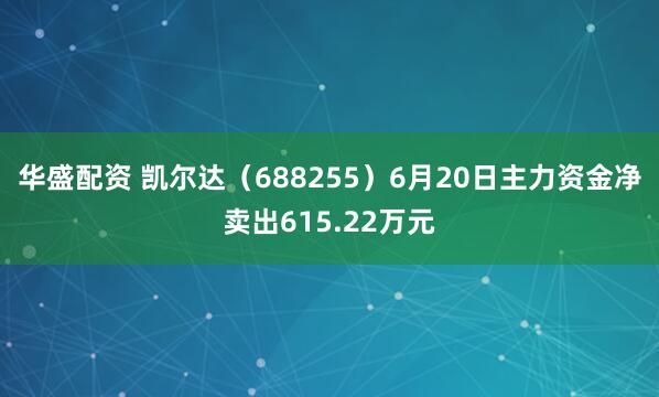 华盛配资 凯尔达（688255）6月20日主力资金净卖出615.22万元
