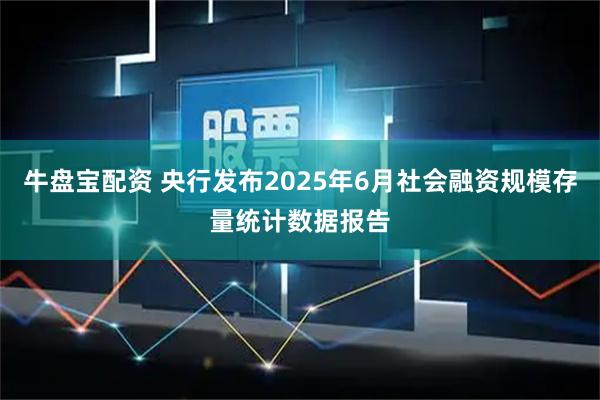 牛盘宝配资 央行发布2025年6月社会融资规模存量统计数据报告